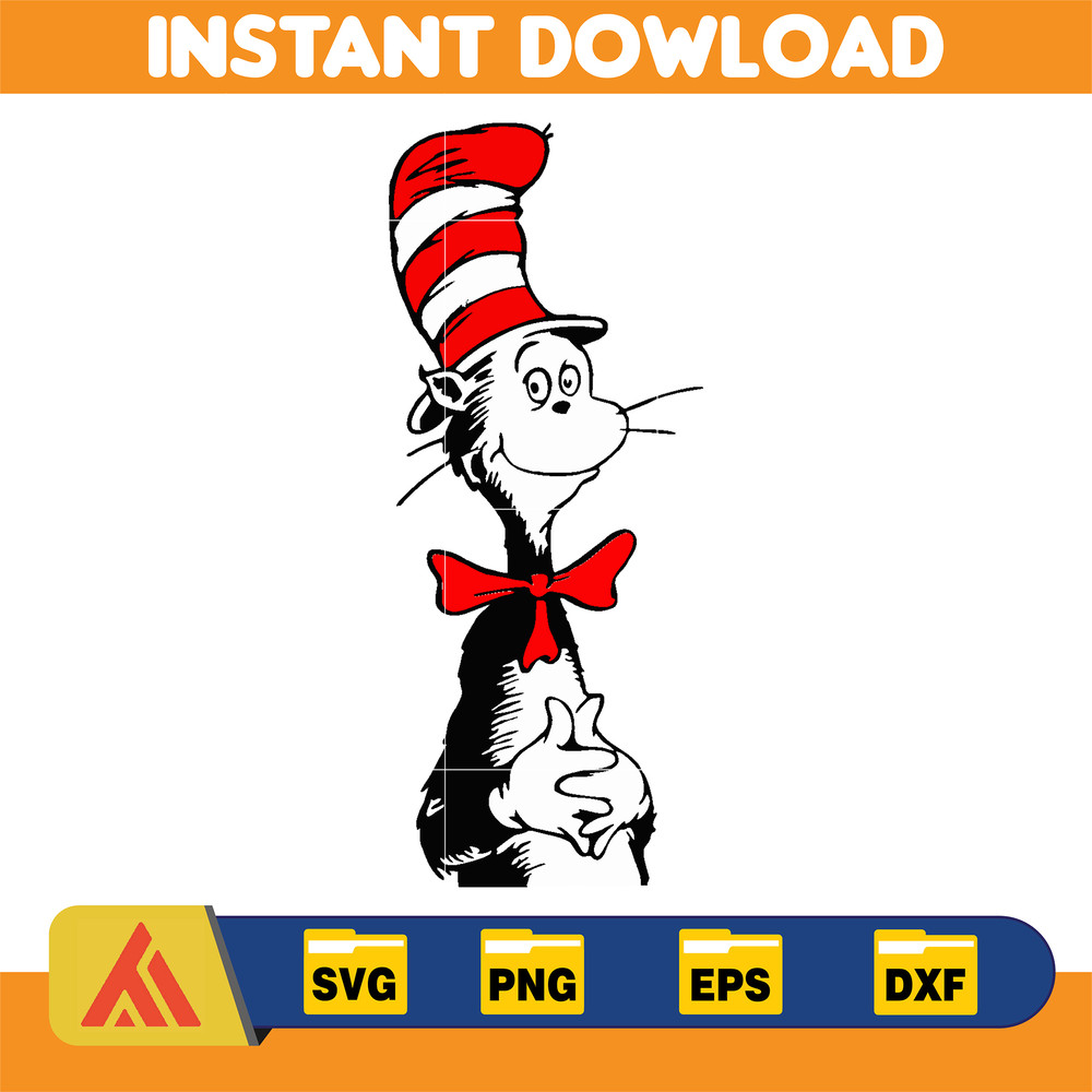 Dr Seuss Svg Layered Item, Dr. Seuss Quotes Cat In The Hat Svg Clipart, Cricut, Digital Vector Cut File, Cat And The Hat (616).jpg