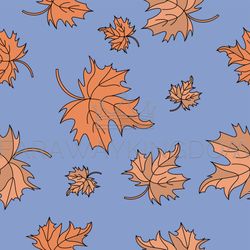 RED MAPLE LEAVES Autumn Seamless Pattern Vector Illustration