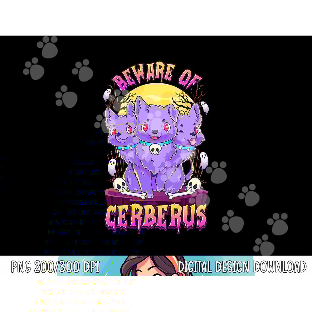 Kawaii Pastel Goth Cute Creepy 3-Headed Dog Funny Cerberus png, sublimation copy.jpg