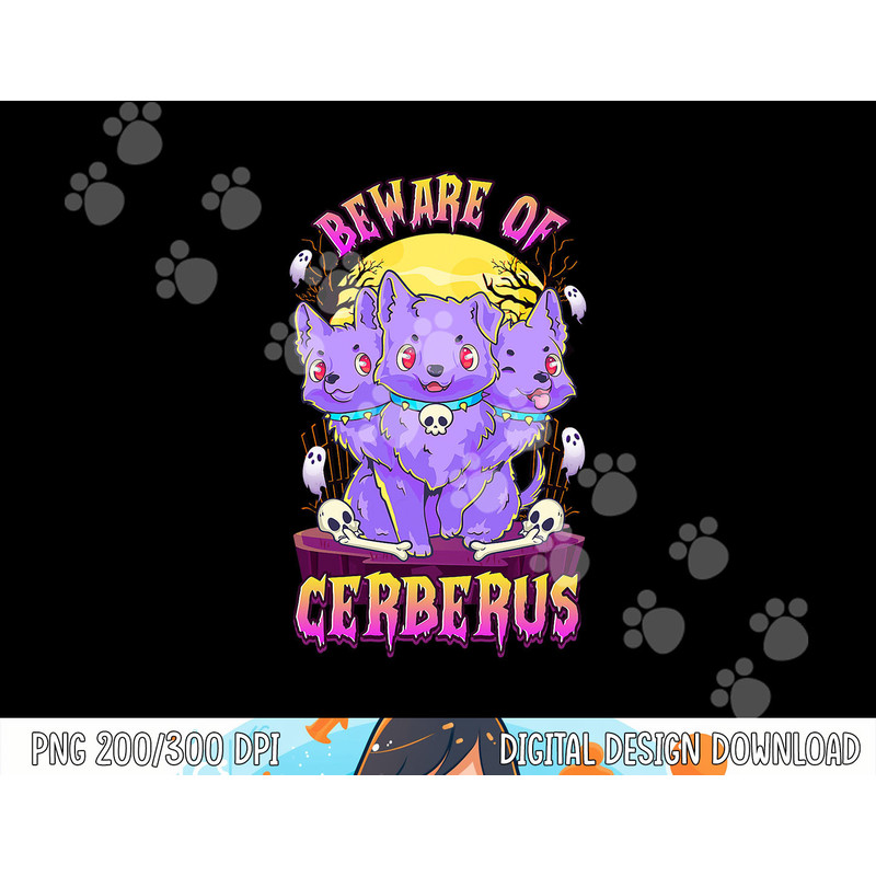 Kawaii Pastel Goth Cute Creepy 3-Headed Dog Funny Cerberus png, sublimation copy.jpg