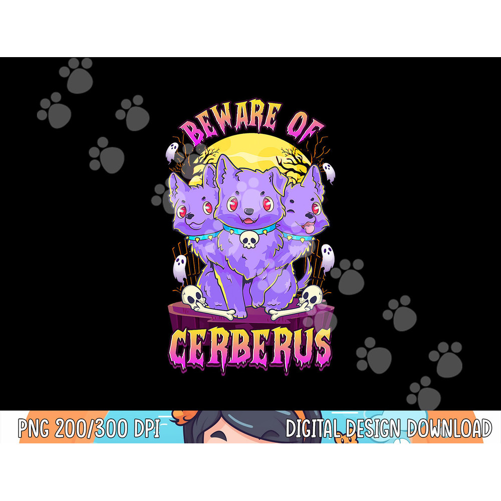 Kawaii Pastel Goth Cute Creepy 3-Headed Dog Funny Cerberus png, sublimation copy.jpg