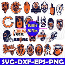 Bundle 26 Files Chicago Bears Football team Svg, Chicago Bears svg, NFL Teams svg, NFL Svg, Png, Dxf, Eps, Instant Downl