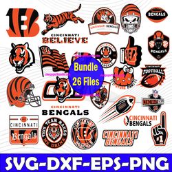 Bundle 26 Files Cincinnati Bengals Football team Svg, Cincinnati Bengals svg, NFL Teams svg, NFL Svg, Png, Dxf, Eps, Ins