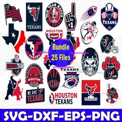 Bundle 25 Files Houston Texans Football team Svg, Houston Texans Svg, NFL Teams svg, NFL Svg, Png, Dxf, Eps, Instant Dow
