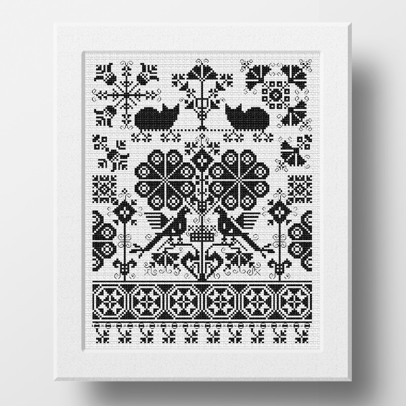 cat cross stitch pattern monochrome