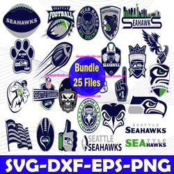 Bundle 25 Files Seattle Seahawks Football team Svg, Seattle Seahawks Svg, NFL Teams svg, NFL Svg, Png, Dxf, Eps, Instant