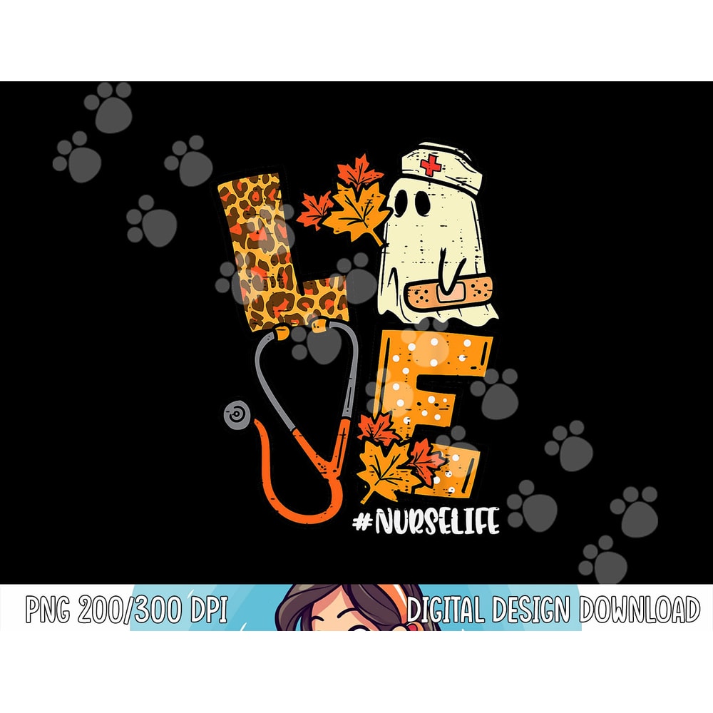 Leopard Ghost Nurse Halloween Costume Fall Scrub Top Women png, sublimation copy.jpg