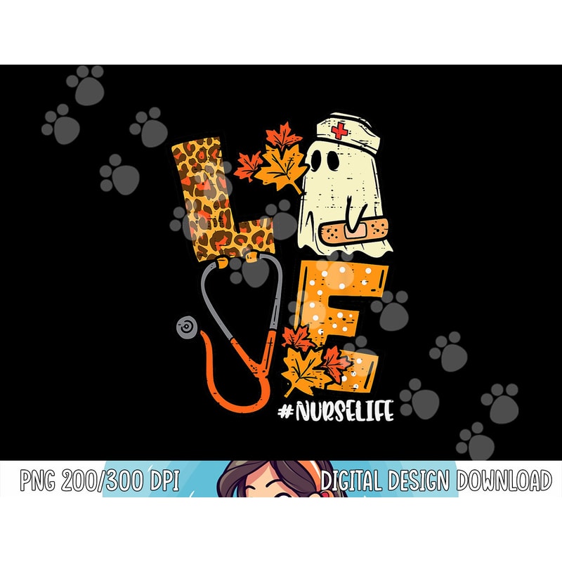 Leopard Ghost Nurse Halloween Costume Fall Scrub Top Women png, sublimation copy.jpg