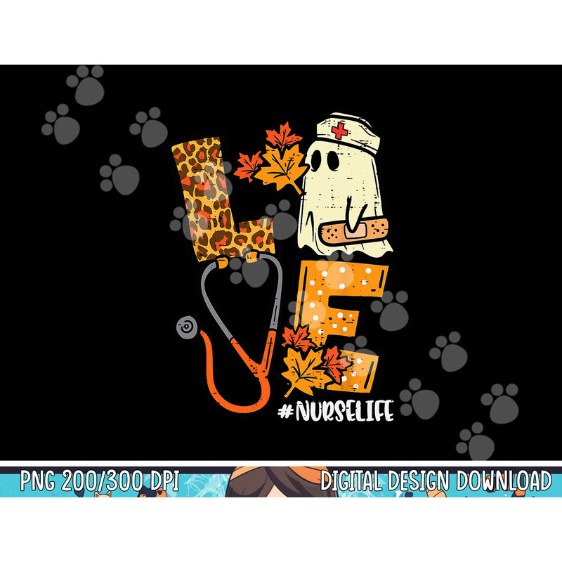 Leopard Ghost Nurse Halloween Costume Fall Scrub Top Women png, sublimation copy.jpg