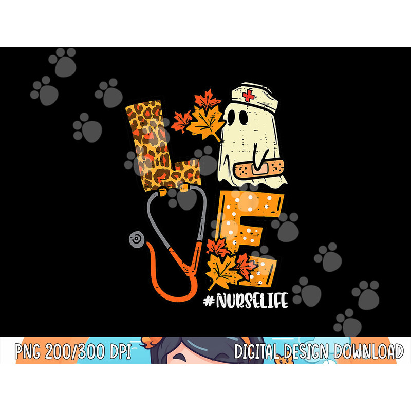 Leopard Ghost Nurse Halloween Costume Fall Scrub Top Women png, sublimation copy.jpg