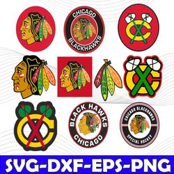 Bundle 10 Files Chicago Blackhawks Hockey Team Svg, Chicago Blackhawks Svg, NHL Svg, NHL Svg, Png, Dxf, Eps, Instant Dow