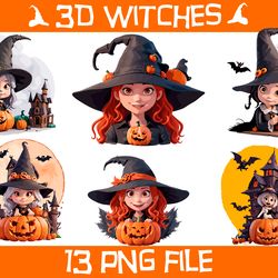 Halloween  Witch in Hat  13 PNG Files Sublimation Digital  File