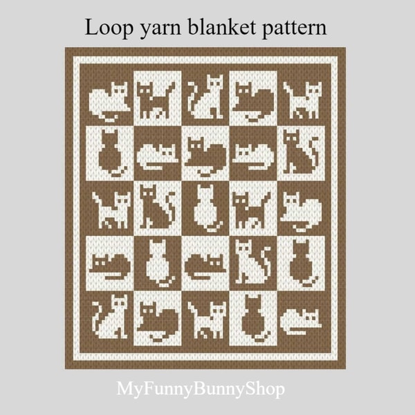 Loop yarn Cats Checkered blanket pattern PDF - Inspire Uplift
