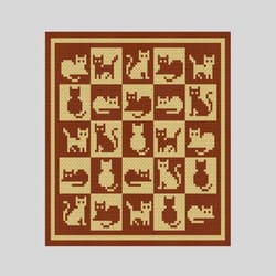 loop yarn finger knitted cats checkered blanket pattern pdf download