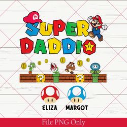 personalized super daddio game png, super mommio png, father's day, super kiddio png, gift for dad, matching family png