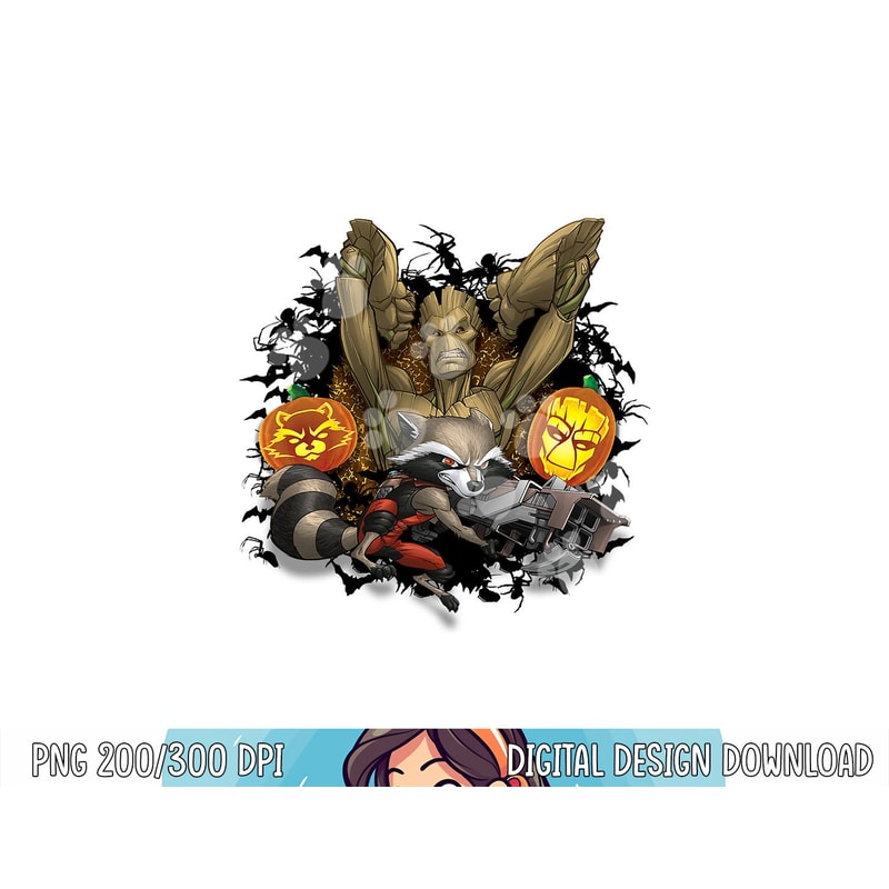 Marvel Groot and Rocket Racoon Jack-o'-Lantern Halloween png,sublimation copy.jpg