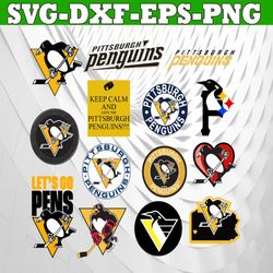 bundle 14 files pittsburgh penguins hockey team svg, pittsburgh penguins svg, nhl svg, nhl svg, png, dxf, eps, instant d