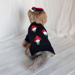 Mushrooms dog sweater for Chihuahua Yorkie  Mushroom cardigan for cat Handmade dog clothes Dog lover gift