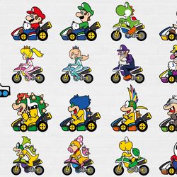 super mario svg, mario kart, mario bros, digital clipart, super mario cricut, cut files, png