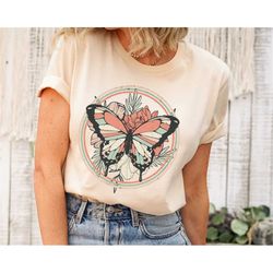 floral butterfly shirt, butterfly shirt, floral shirt, vintage graphic tee, retro shirt, butterfly shirt, monarch butter