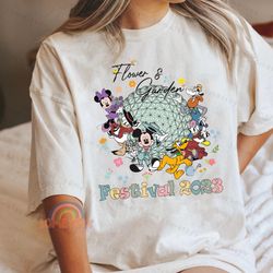 disney epcot flower and garden festival 2023, let the magic blossom shirt, floral mickey and friends flower, disney cast