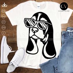cool basset hound wearing sunglasses clipart