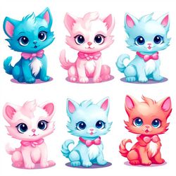 kitten clipart set, cute cat clipart.  animal clipart, kitten png, cat lover png, sublimation, cat png, kitten stickers