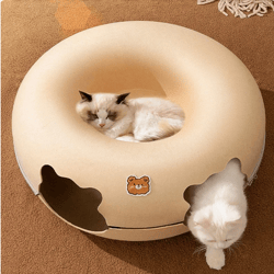 cat tunnel bed 2 holes cats hiding house all seasons felt zipper kitten nest basket detachable round pet play tunnels