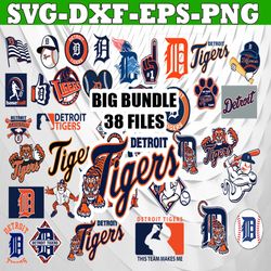 bundle 38 files detroit tigers baseball team svg, detroit tigers svg, mlb team  svg, mlb svg, png, dxf, eps, jpg, instan