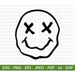 melted smiley face svg , scary face svg, groovy face, halloween svg, melted face shirt svg, scary shirt svg, cut file fo
