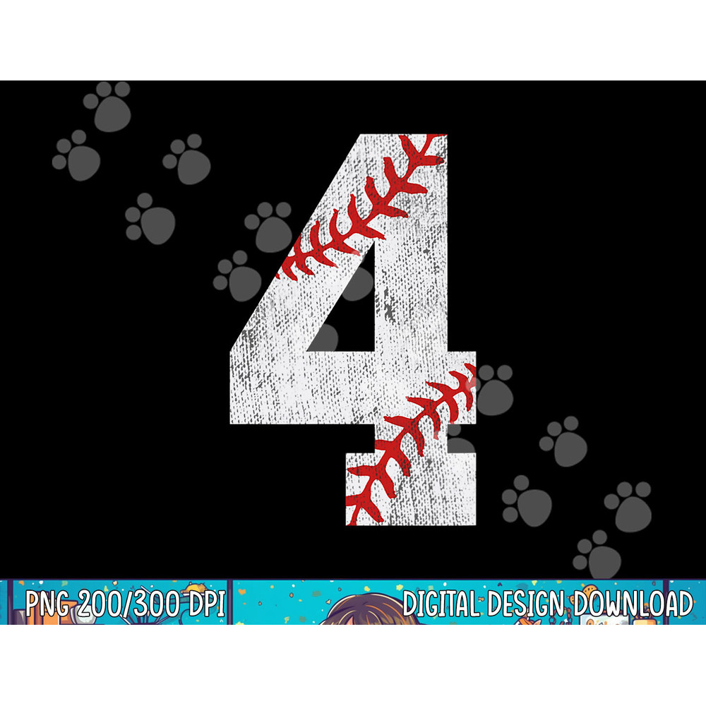Number 4 Vintage 4th Birthday Baseball Lover 4 Years Old png, sublimation.jpg