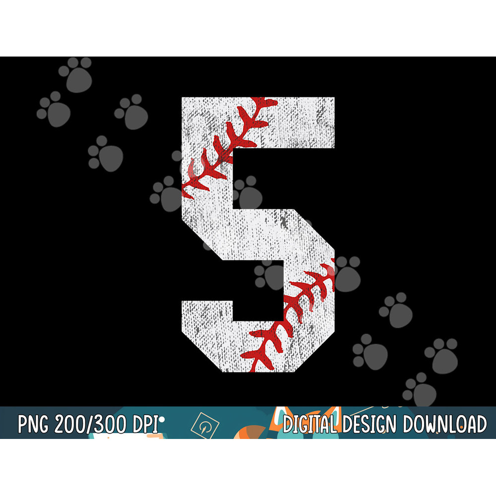 Number 5 Vintage 5th Birthday Baseball Lover 5 Years Old png, sublimation.jpg
