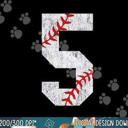 number 5 vintage 5th birthday baseball lover 5 years old png, sublimation