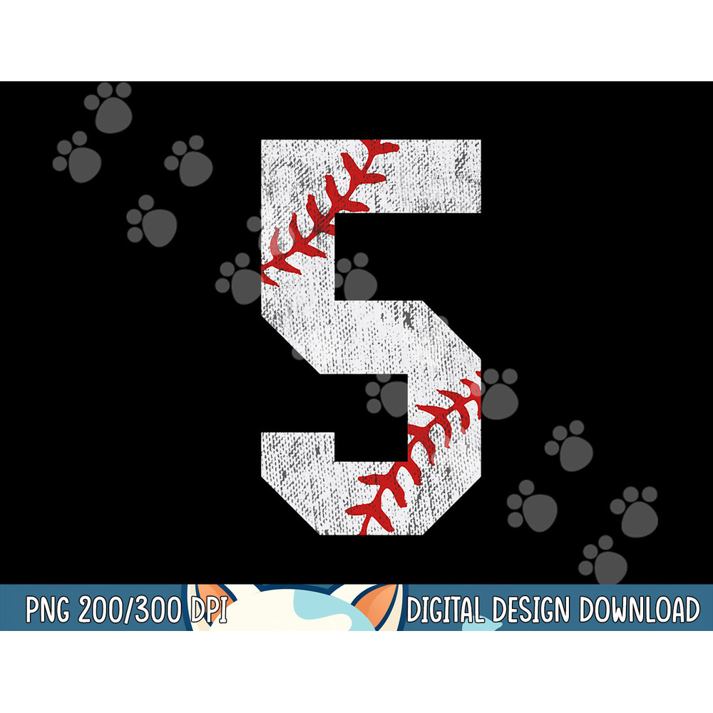 Number 5 Vintage 5th Birthday Baseball Lover 5 Years Old png, sublimation.jpg