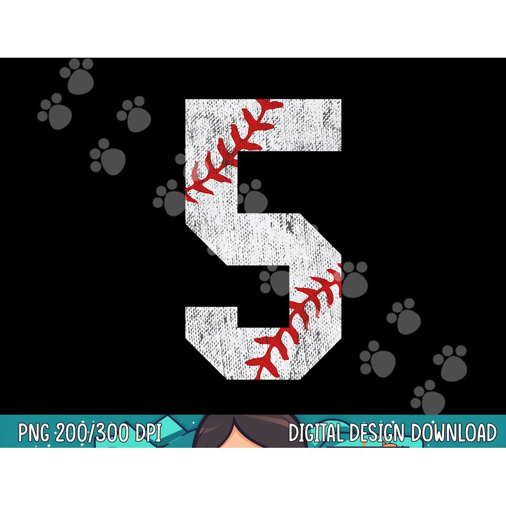 Number 5 Vintage 5th Birthday Baseball Lover 5 Years Old png, sublimation.jpg