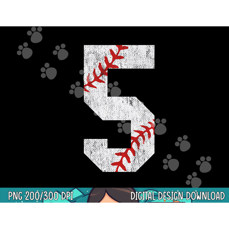 Number 5 Vintage 5th Birthday Baseball Lover 5 Years Old png, sublimation.jpg