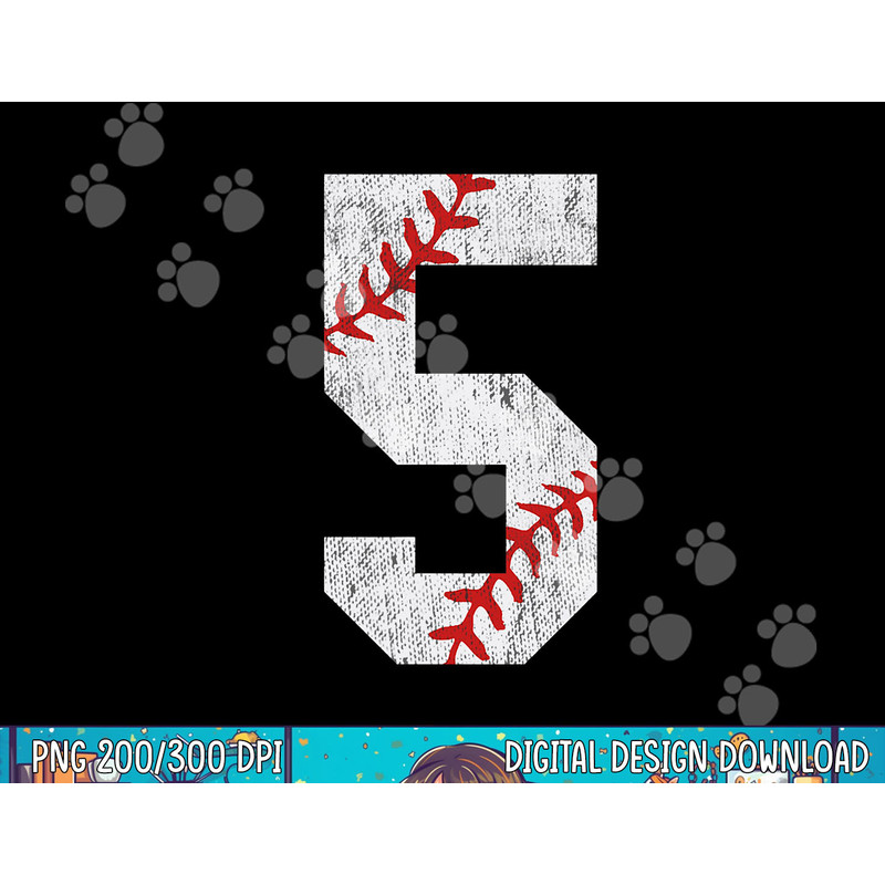Number 5 Vintage 5th Birthday Baseball Lover 5 Years Old png, sublimation.jpg