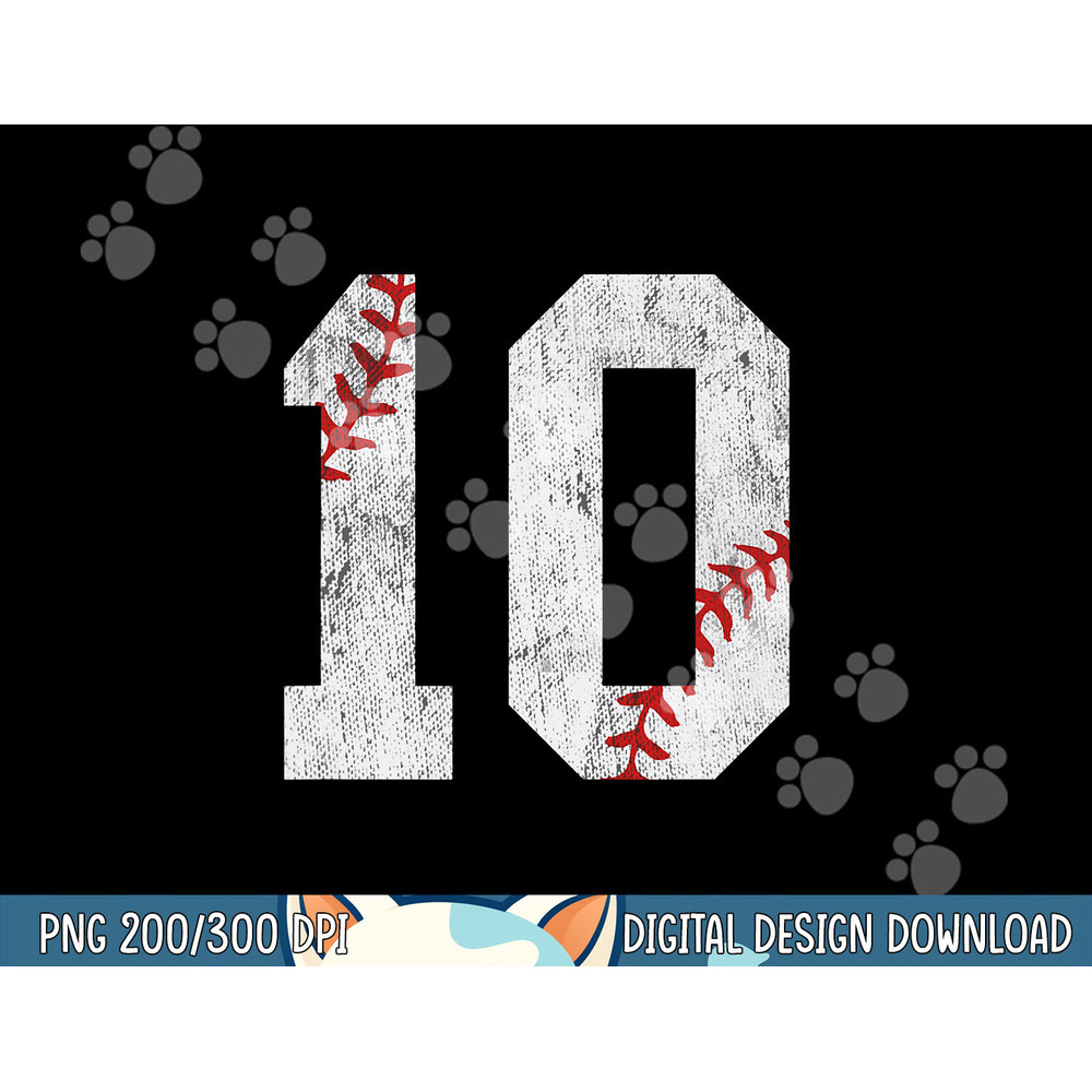 Number 10 Vintage 10th Birthday Baseball Lover 10 Years Old png, sublimation.jpg