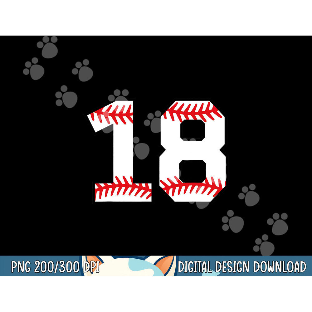 Number 18 Eighteen Baseball Lucky Favorite Jersey Number png, sublimation.jpg