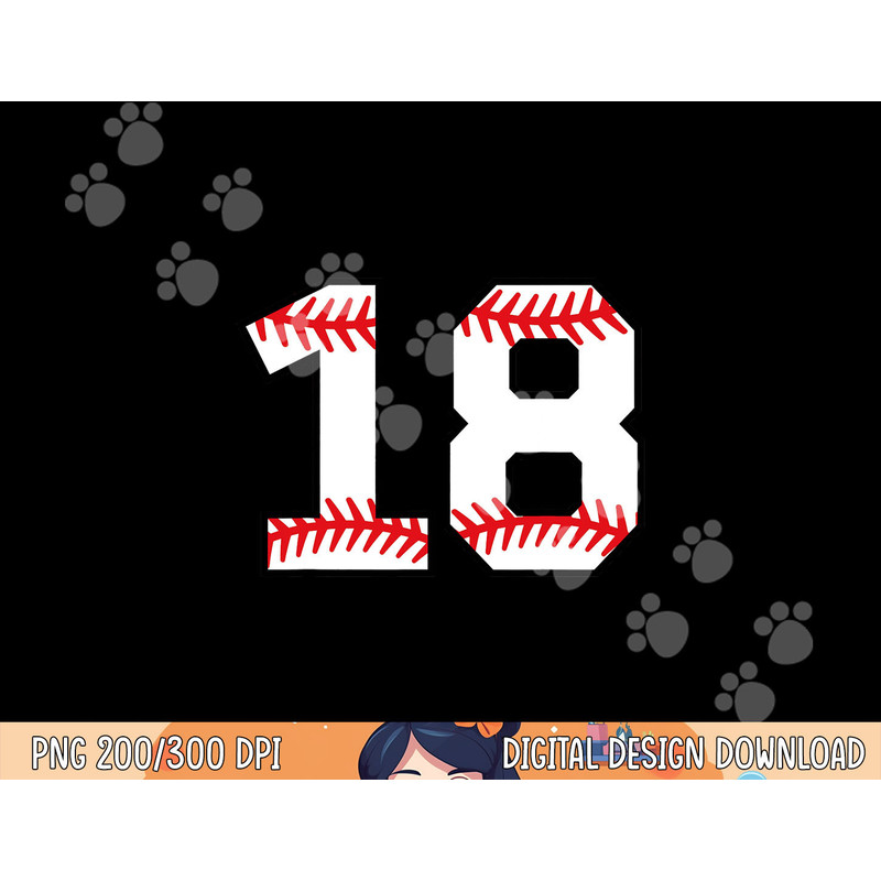 Number 18 Eighteen Baseball Lucky Favorite Jersey Number png, sublimation.jpg