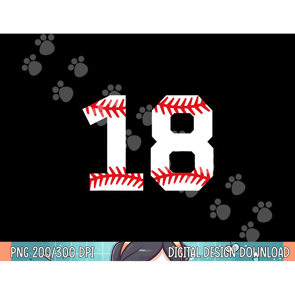 Number 18 Eighteen Baseball Lucky Favorite Jersey Number png, sublimation .jpg