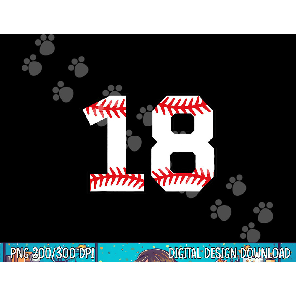 Number 18 Eighteen Baseball Lucky Favorite Jersey Number png, sublimation.jpg