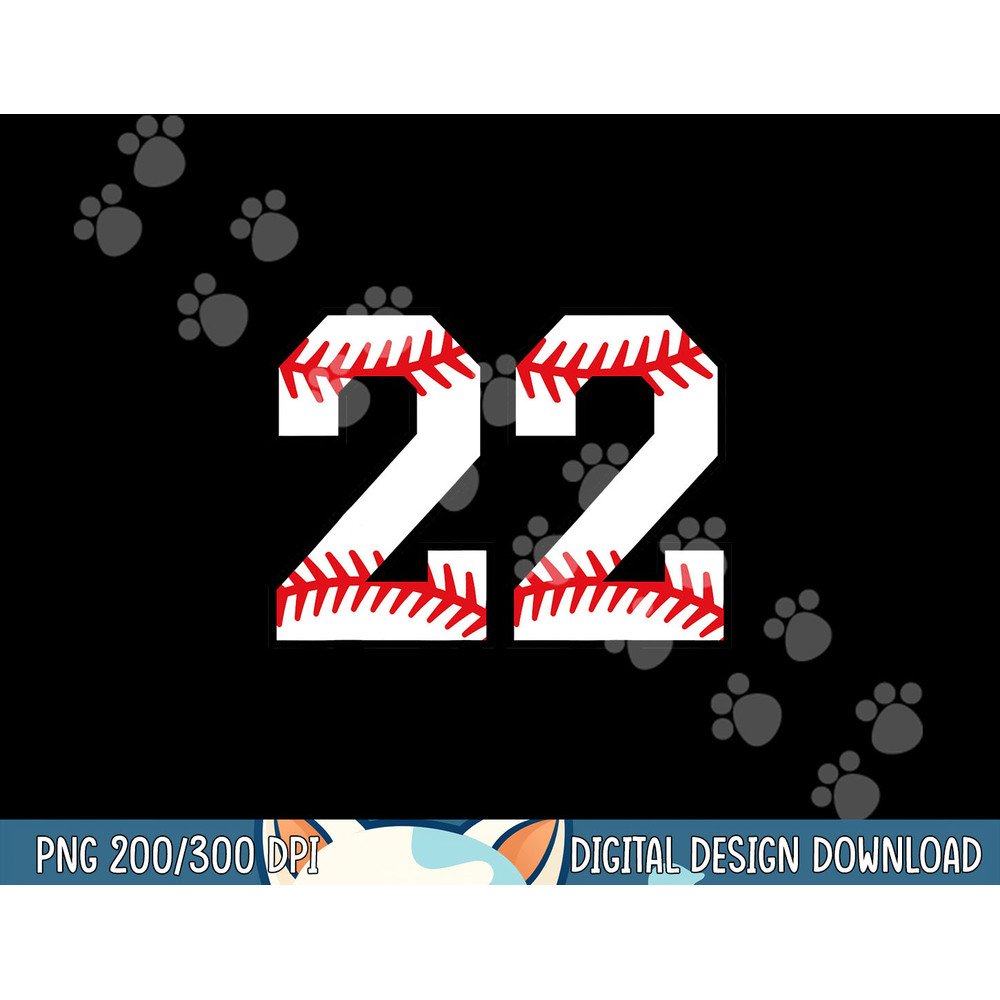 Number 22 Twenty Two Baseball Lucky Favorite Jersey Number png, sublimation.jpg