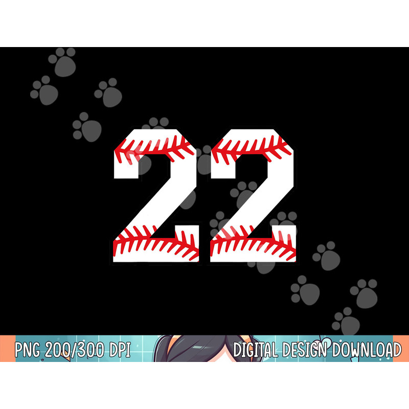 Number 22 Twenty Two Baseball Lucky Favorite Jersey Number png, sublimation .jpg