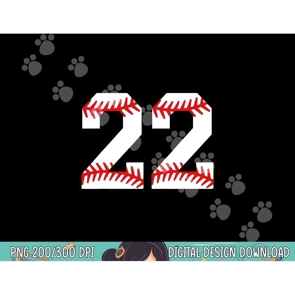 Number 22 Twenty Two Baseball Lucky Favorite Jersey Number png, sublimation.jpg