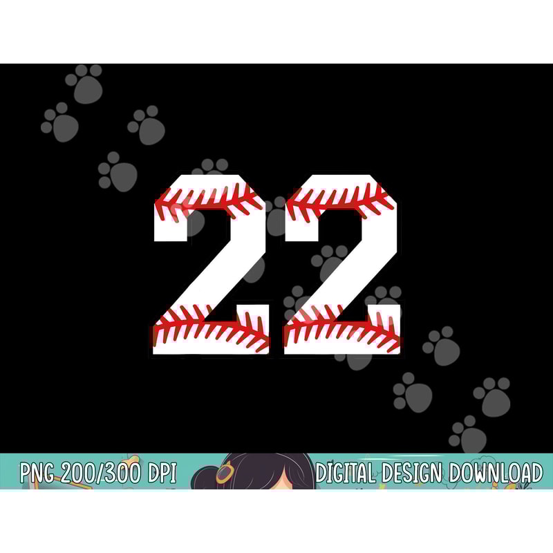 Number 22 Twenty Two Baseball Lucky Favorite Jersey Number png, sublimation.jpg