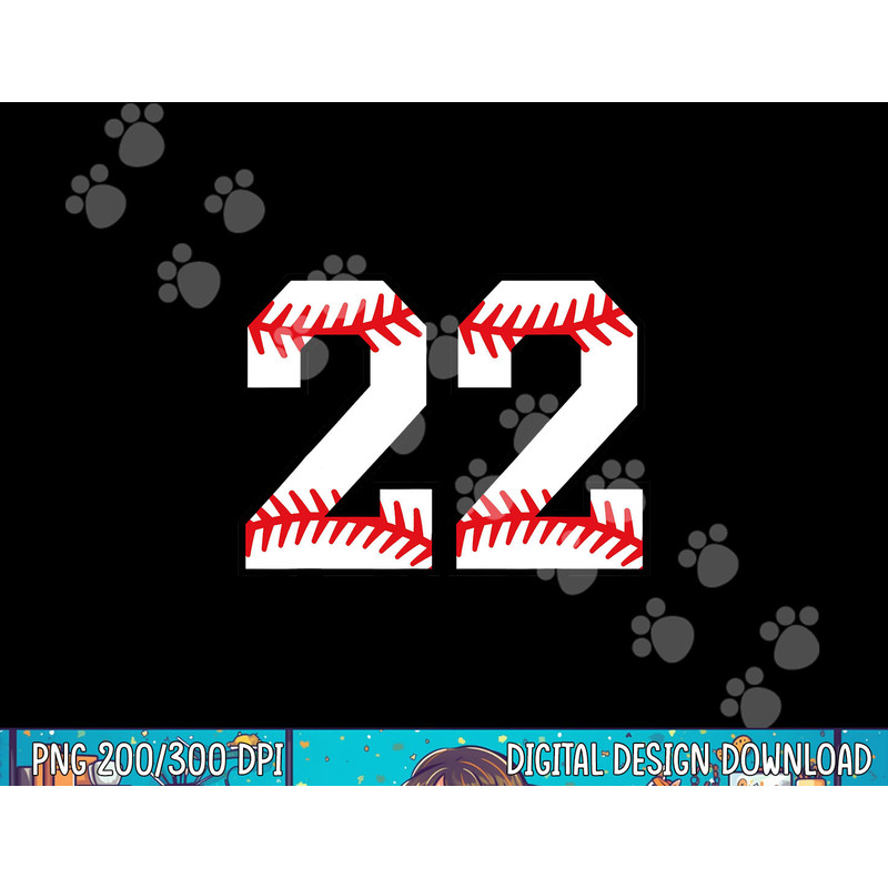 Number 22 Twenty Two Baseball Lucky Favorite Jersey Number png, sublimation.jpg
