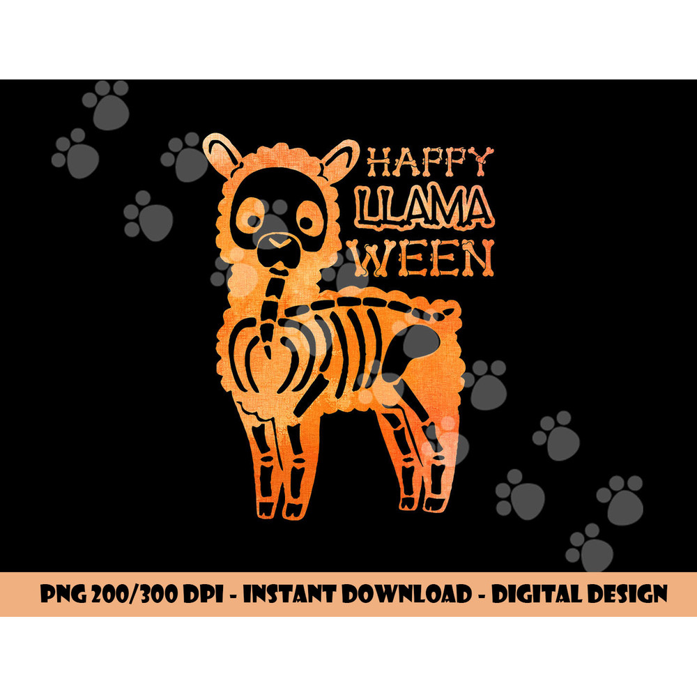 Funny Halloween LLama Costume Tee Happy Llamaween Skeleton png,sublimation copy.jpg