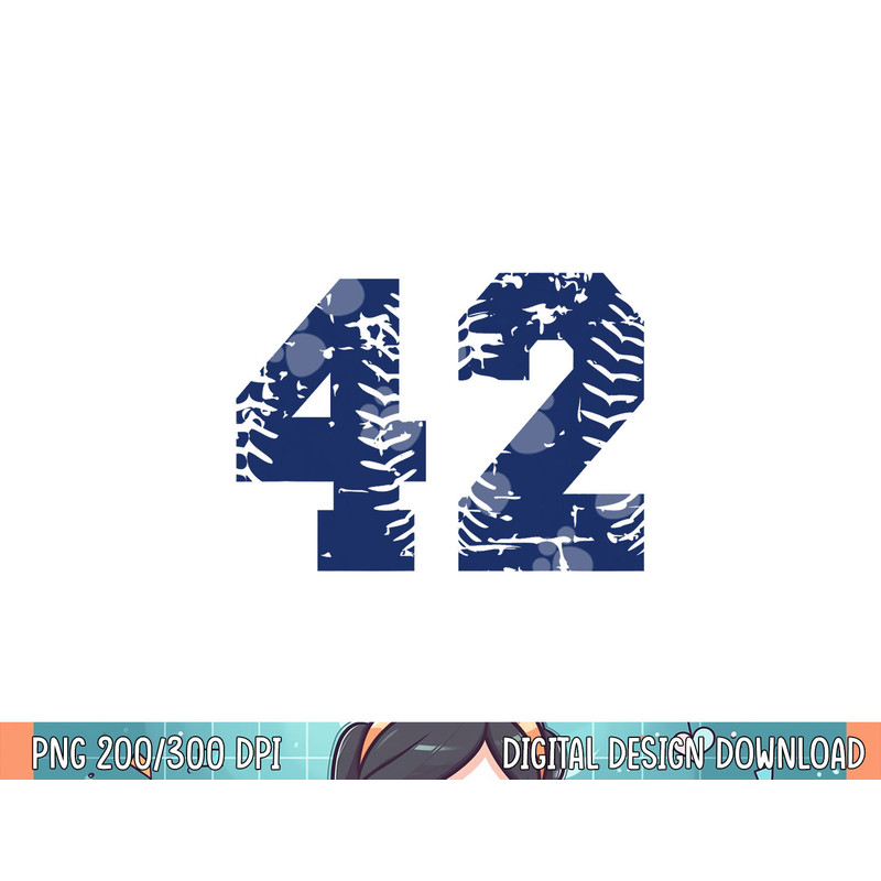 Number 42 Baseball Jersey Navy Blue Vintage Lucky Number png, sublimation .jpg