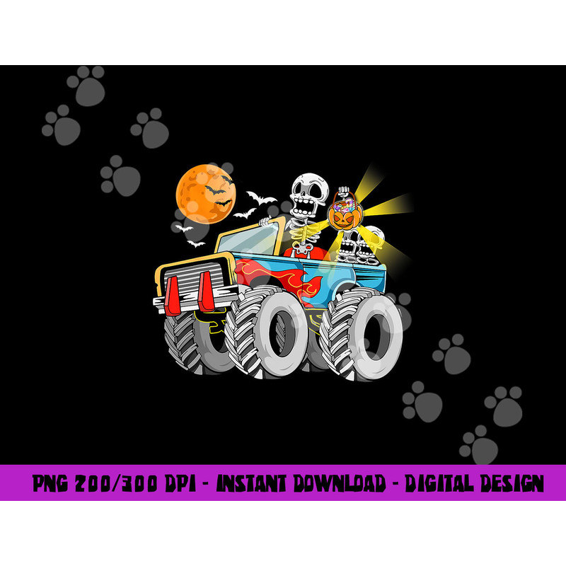 Funny Halloween Skeleton Monster-Truck Kids Boys Toddler png,sublimation copy.jpg